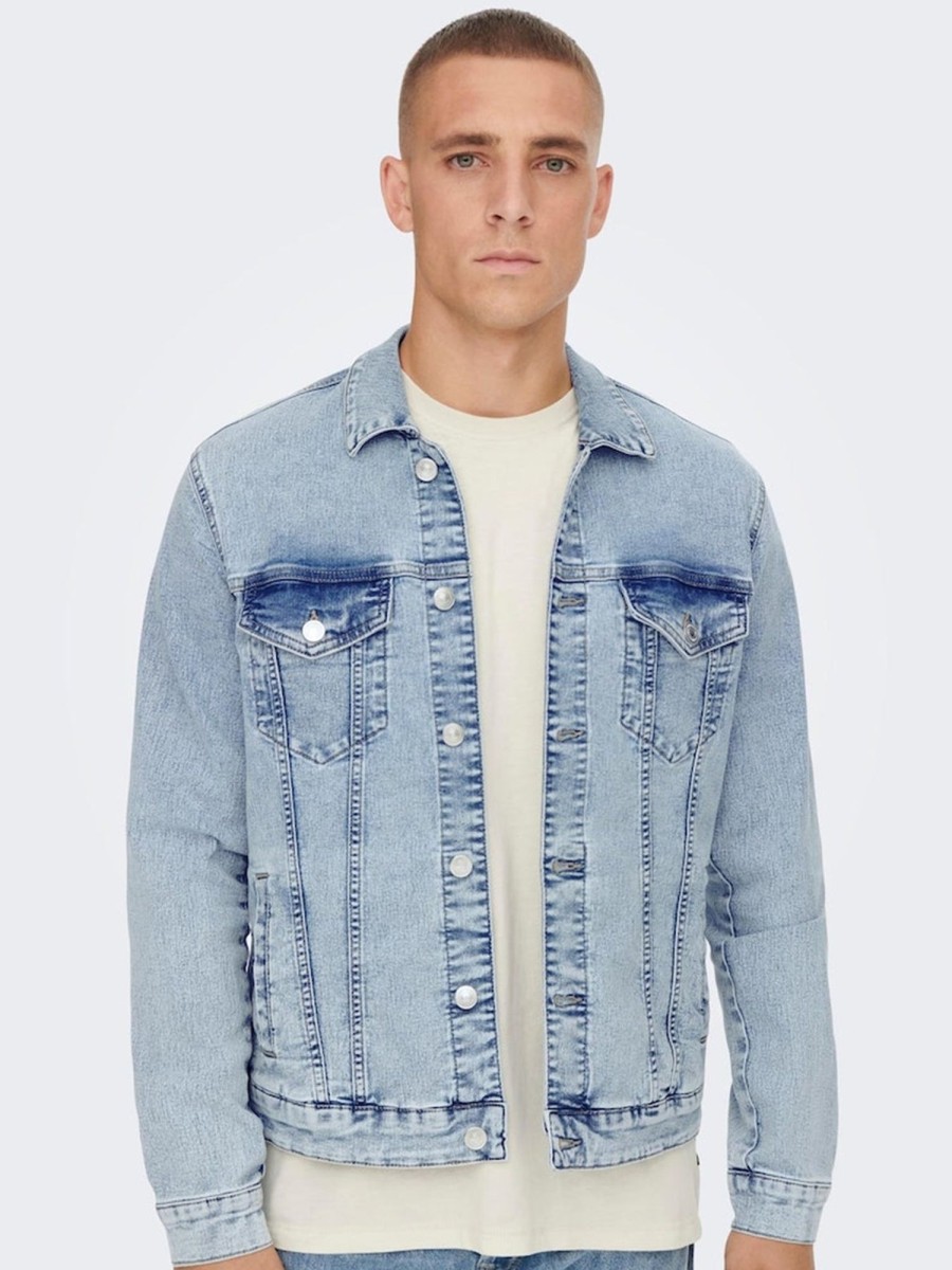 Herre Only u0026 Sons Jakker & Frakker | Coin Jakke - Light Blue Denim