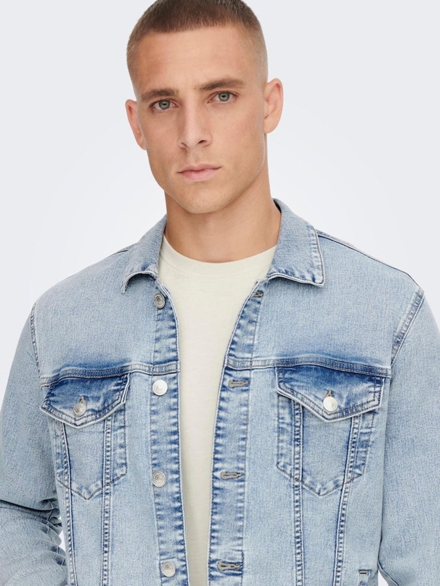 Herre Only u0026 Sons Jakker & Frakker | Coin Jakke - Light Blue Denim