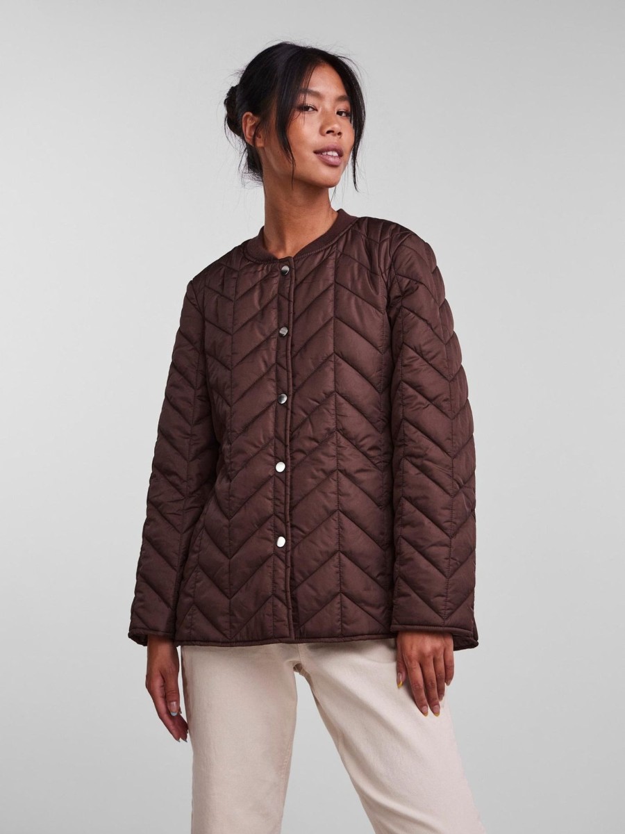 Dame PIECES Jakker & Frakker | Fawn Short Quilted Jacket - Chicory Coffee