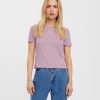 Dame Vero Moda T-Shirts & Toppe | Vio Crop Top - Elderberry