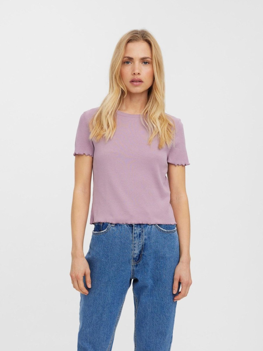 Dame Vero Moda T-Shirts & Toppe | Vio Crop Top - Elderberry