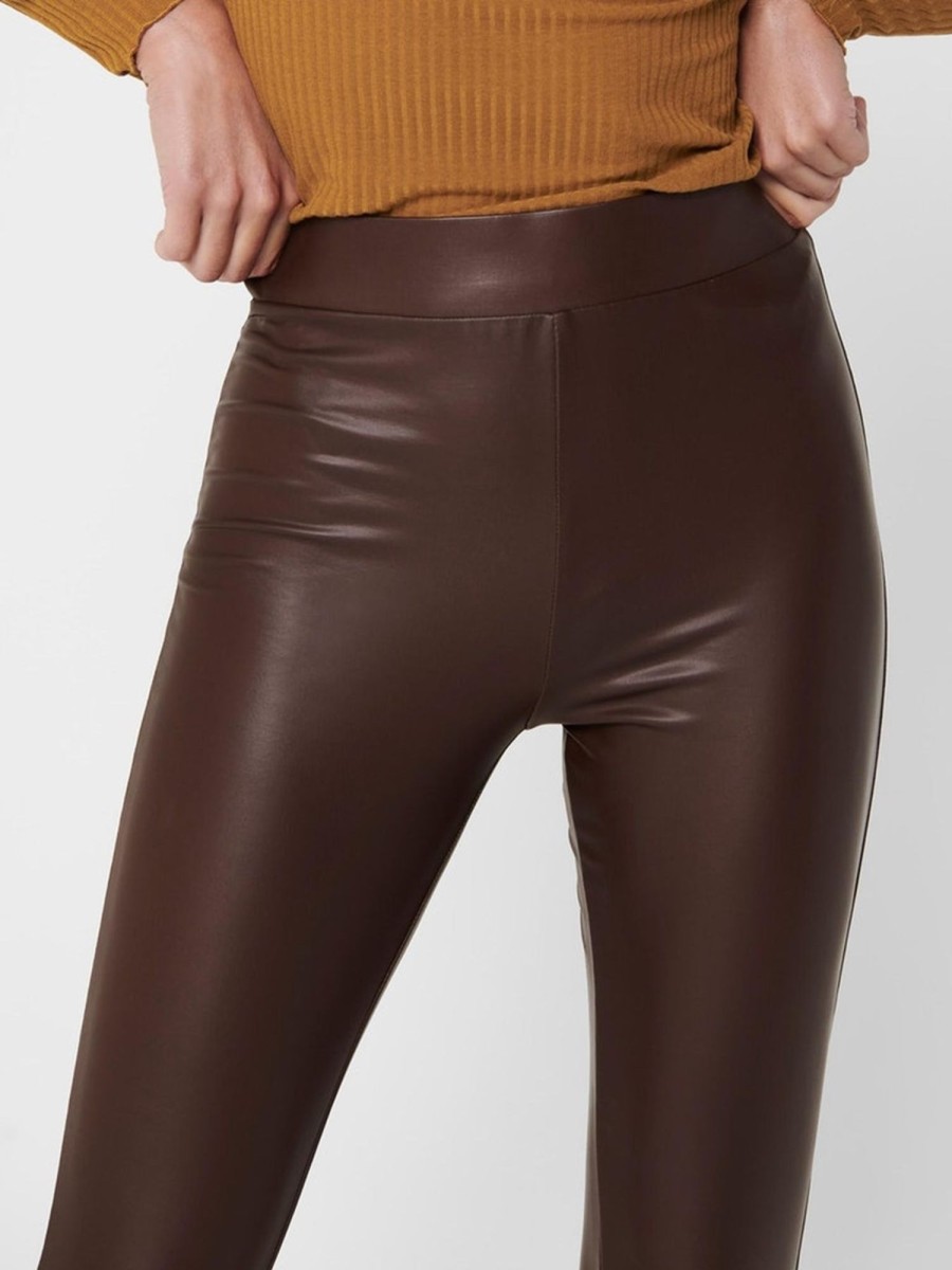 Dame ONLY Bukser | Cool Coated Leggings - Chicory Coffee