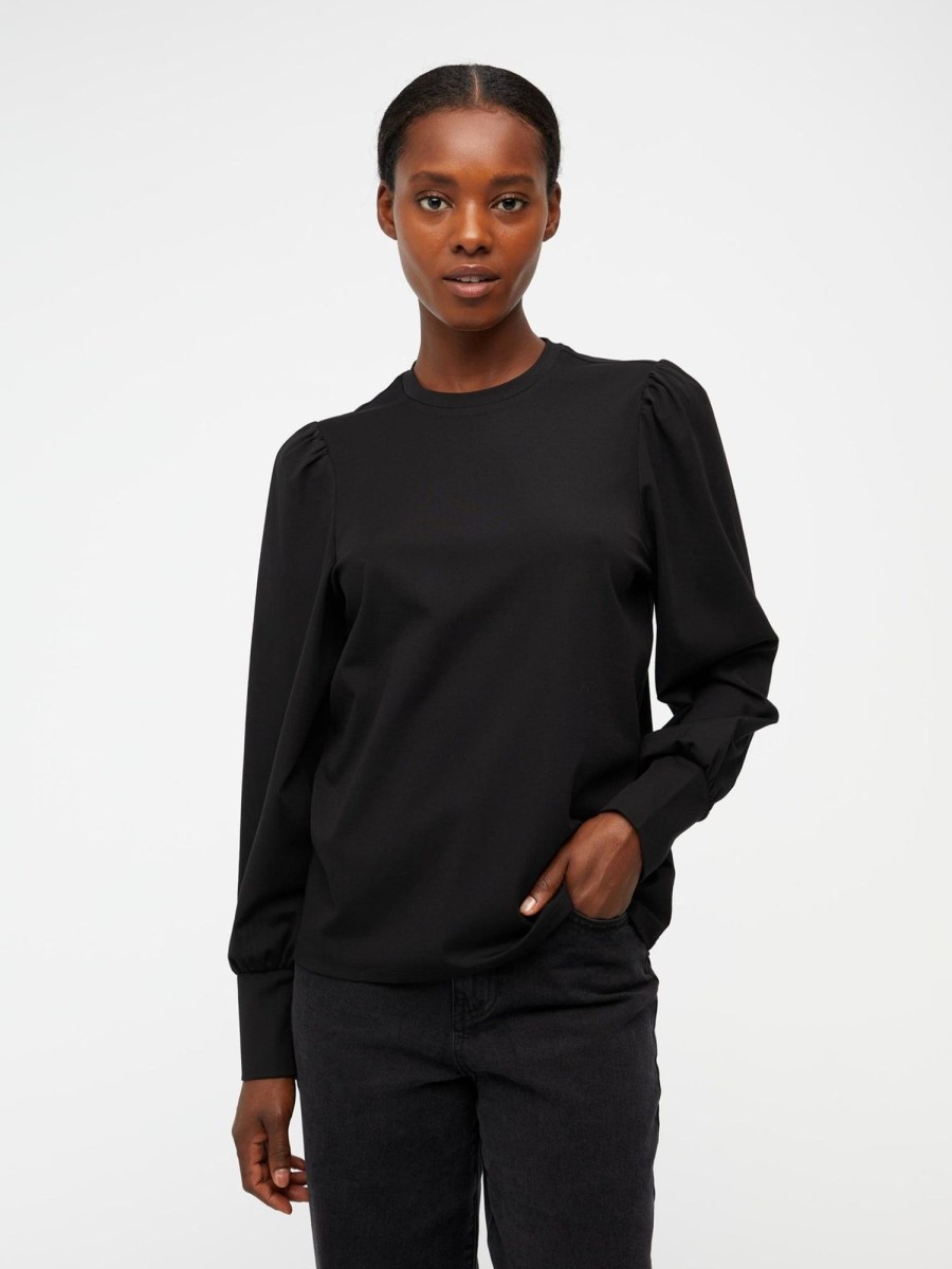 Dame Object Skjorter & Bluser | Caroline Langaermet Top - Sort