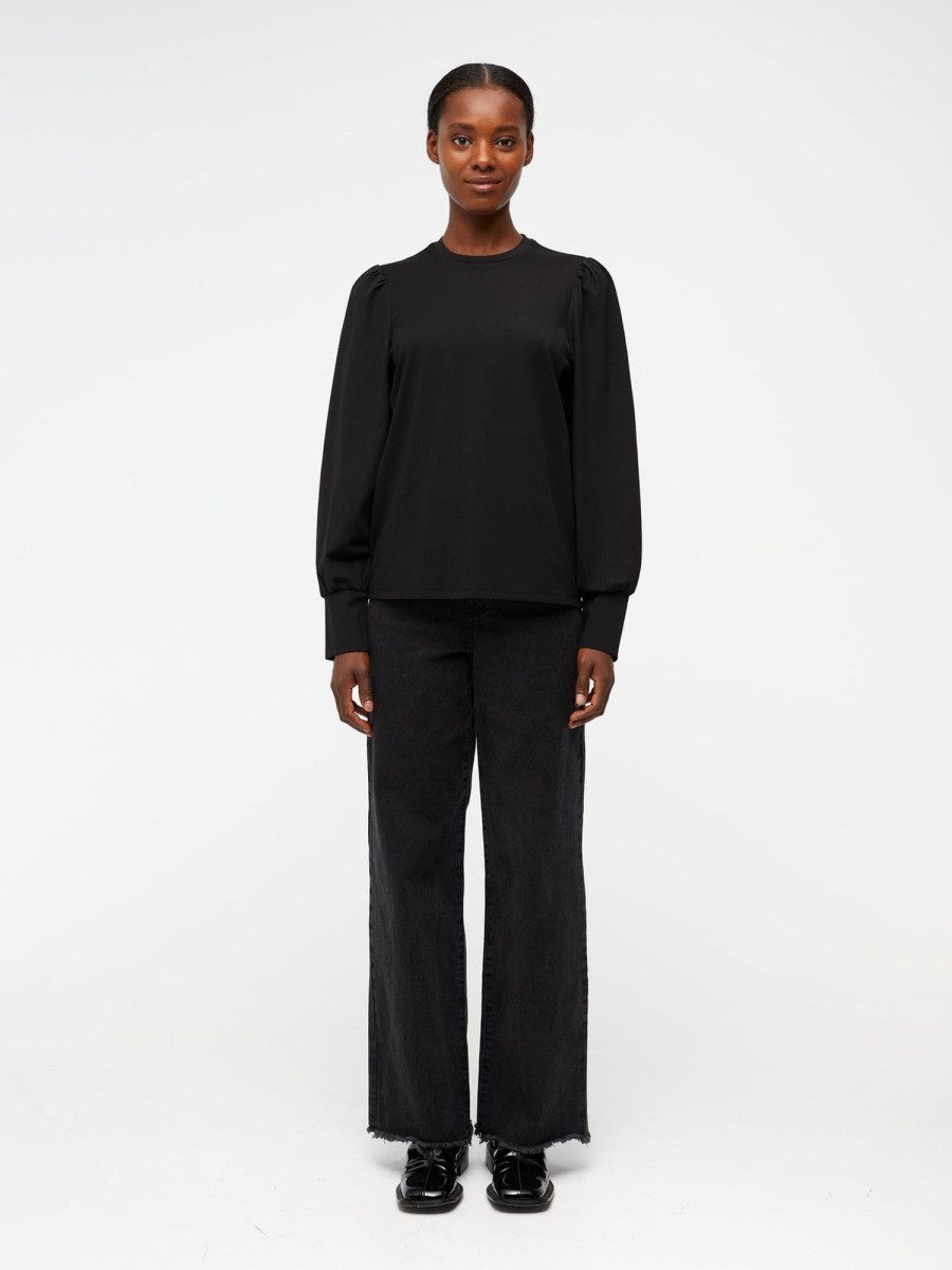 Dame Object Skjorter & Bluser | Caroline Langaermet Top - Sort