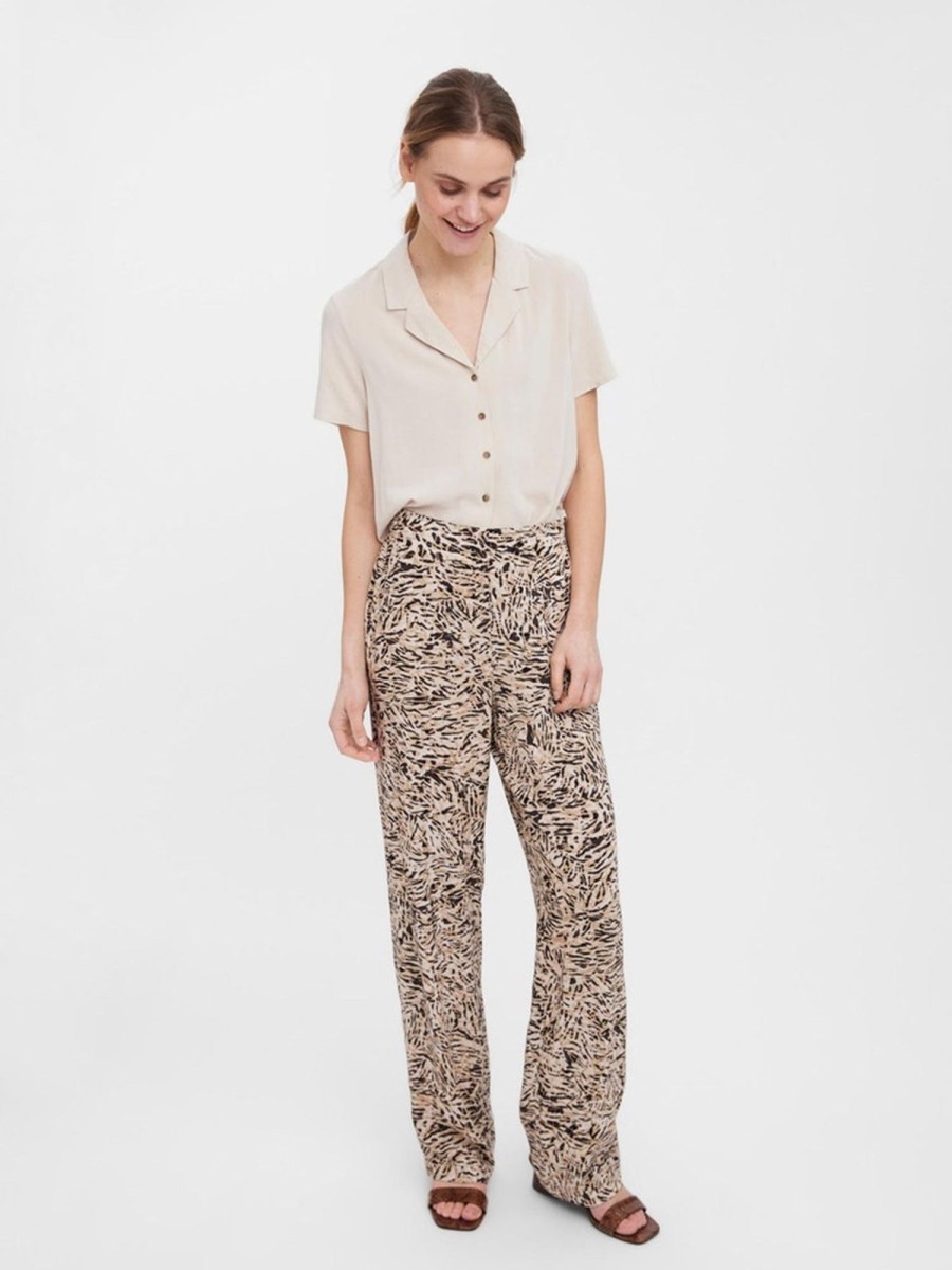 Dame Vero Moda Bukser | Easy Wide Pants - White Pepper