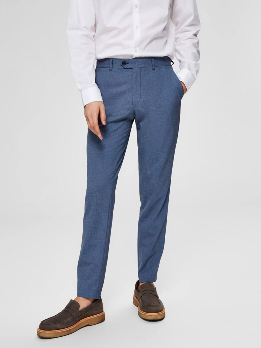 Herre Selected Homme Bukser | Slhslim-Carlo Flex Struc Pants B Noos - Morkebla