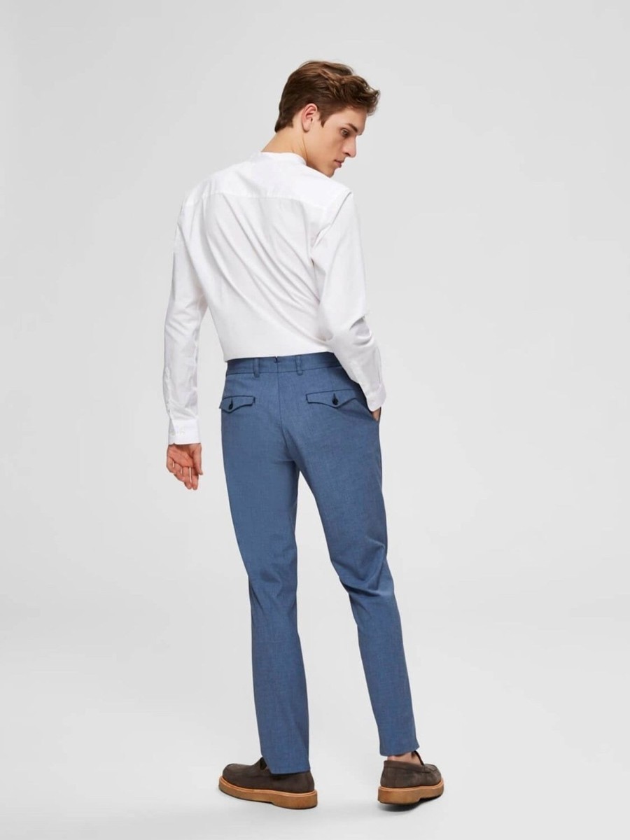 Herre Selected Homme Bukser | Slhslim-Carlo Flex Struc Pants B Noos - Morkebla