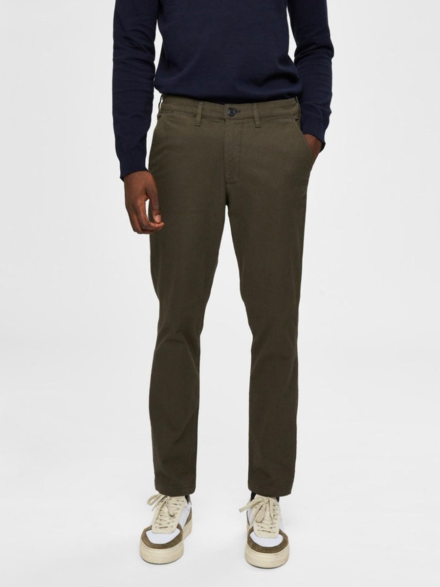 Herre Selected Homme Bukser | Miles Flex Structure - Forest Night (Slim)