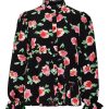 Dame Vero Moda Trojer | Lia Bluse - Blomstret Sort