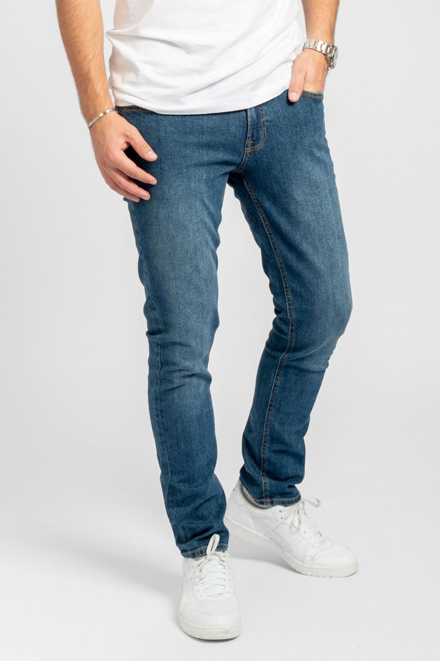 Herre TeeShoppen Jeans | De Originale Performance Jeans (Slim) - Medium Blue Denim