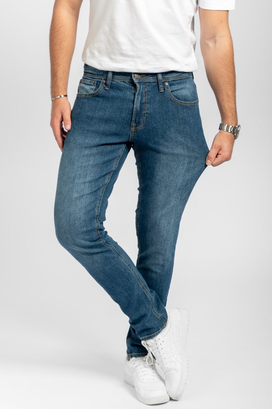 Herre TeeShoppen Jeans | De Originale Performance Jeans (Slim) - Medium Blue Denim