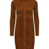 Dame PIECES Kjoler | Norma Long Sleeve Dress - Brun