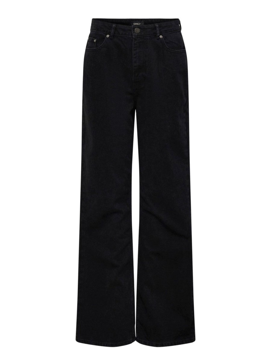 Dame ONLY Jeans | Camille Wide Leg Jeans - Sort Denim