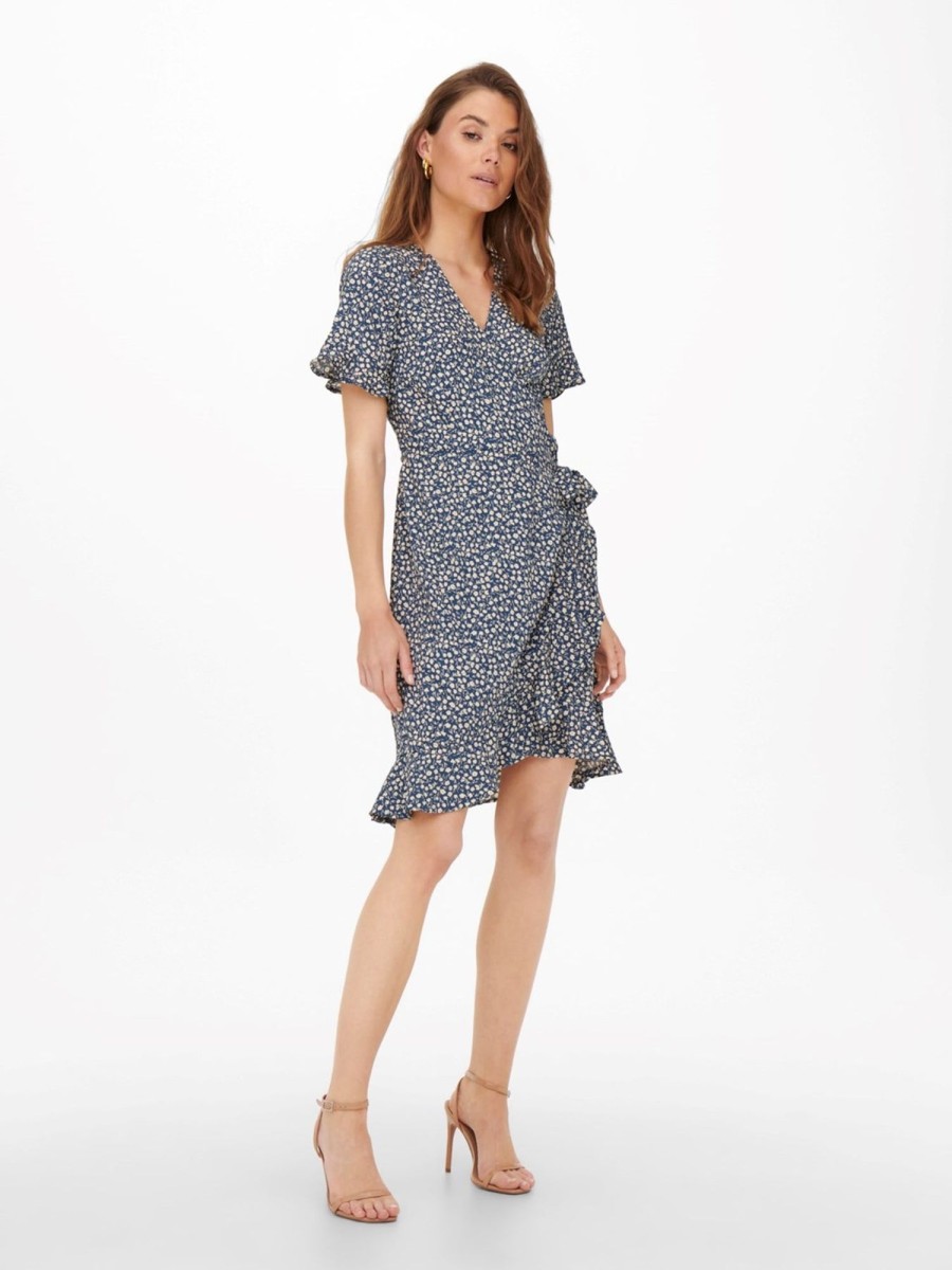 Dame ONLY Kjoler | Olivia Wrap Dress - Blue Mirage