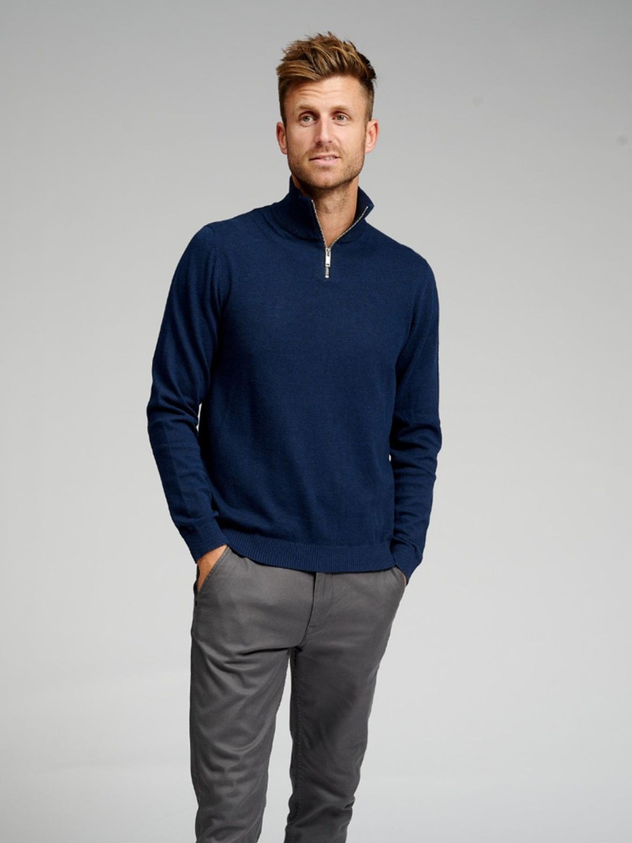 Herre TeeShoppen Strik | Basic Knit High Neck - Navy