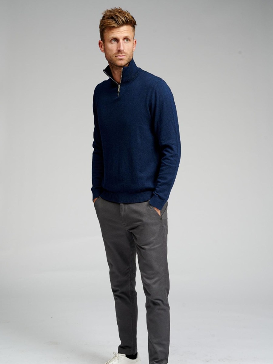 Herre TeeShoppen Strik | Basic Knit High Neck - Navy