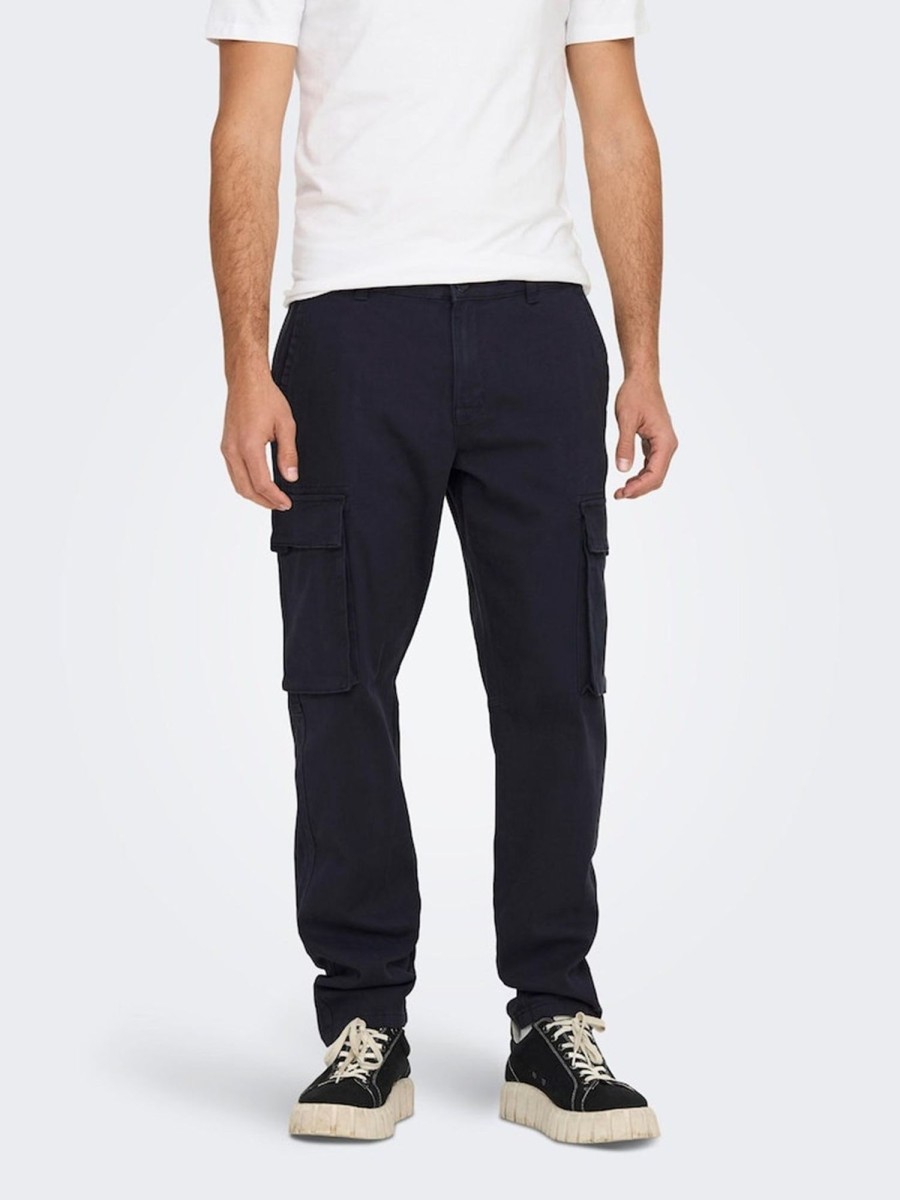 Herre Only u0026 Sons Bukser | Next Cargo Pants - Dark Navy