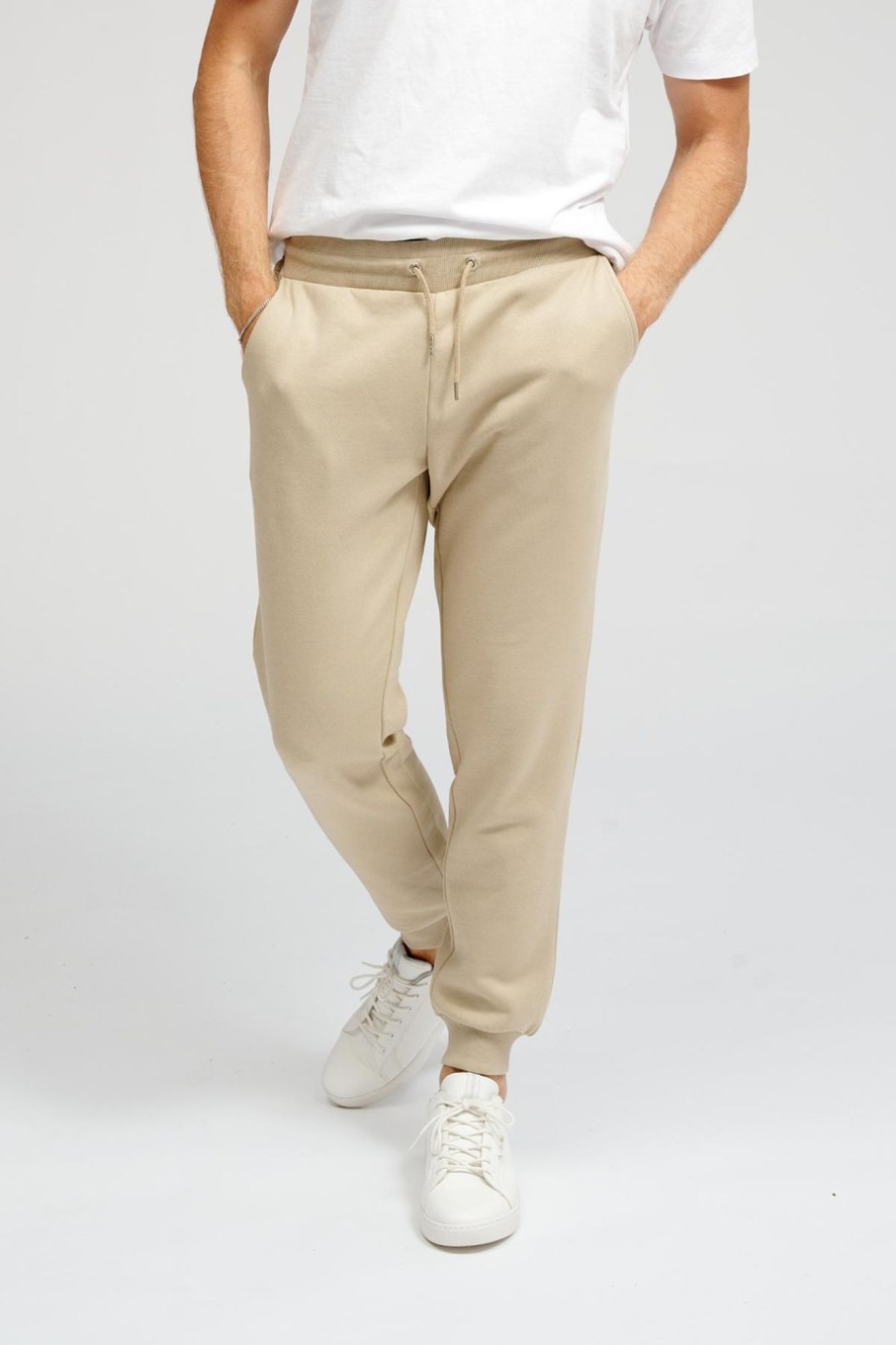 Herre TeeShoppen Bukser | Basic Sweatpants - Mork Beige