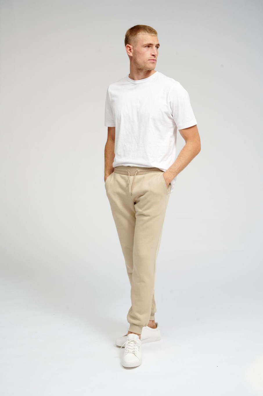 Herre TeeShoppen Bukser | Basic Sweatpants - Mork Beige