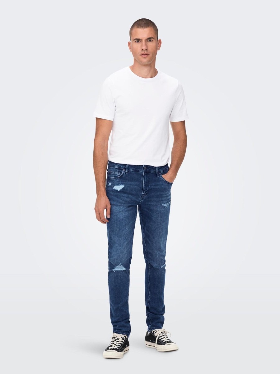 Herre Only u0026 Sons Jeans | Loom Life Slim Jeans - Blue Denim