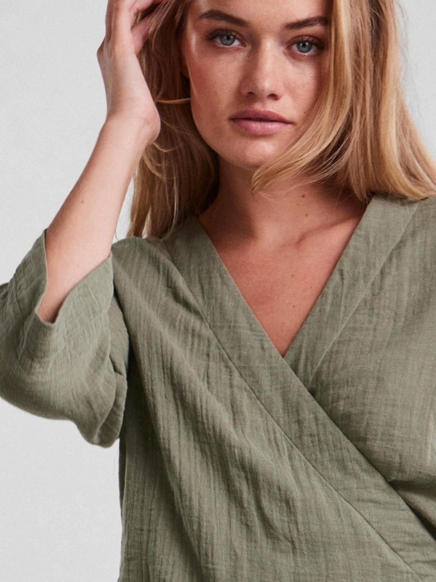 Dame PIECES Skjorter & Bluser | Lelou Wrap Top - Sea Spray