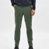 Herre Selected Homme Bukser | Miles Flex Chino Pants - Bronze Gron (Okologisk Bomuld)