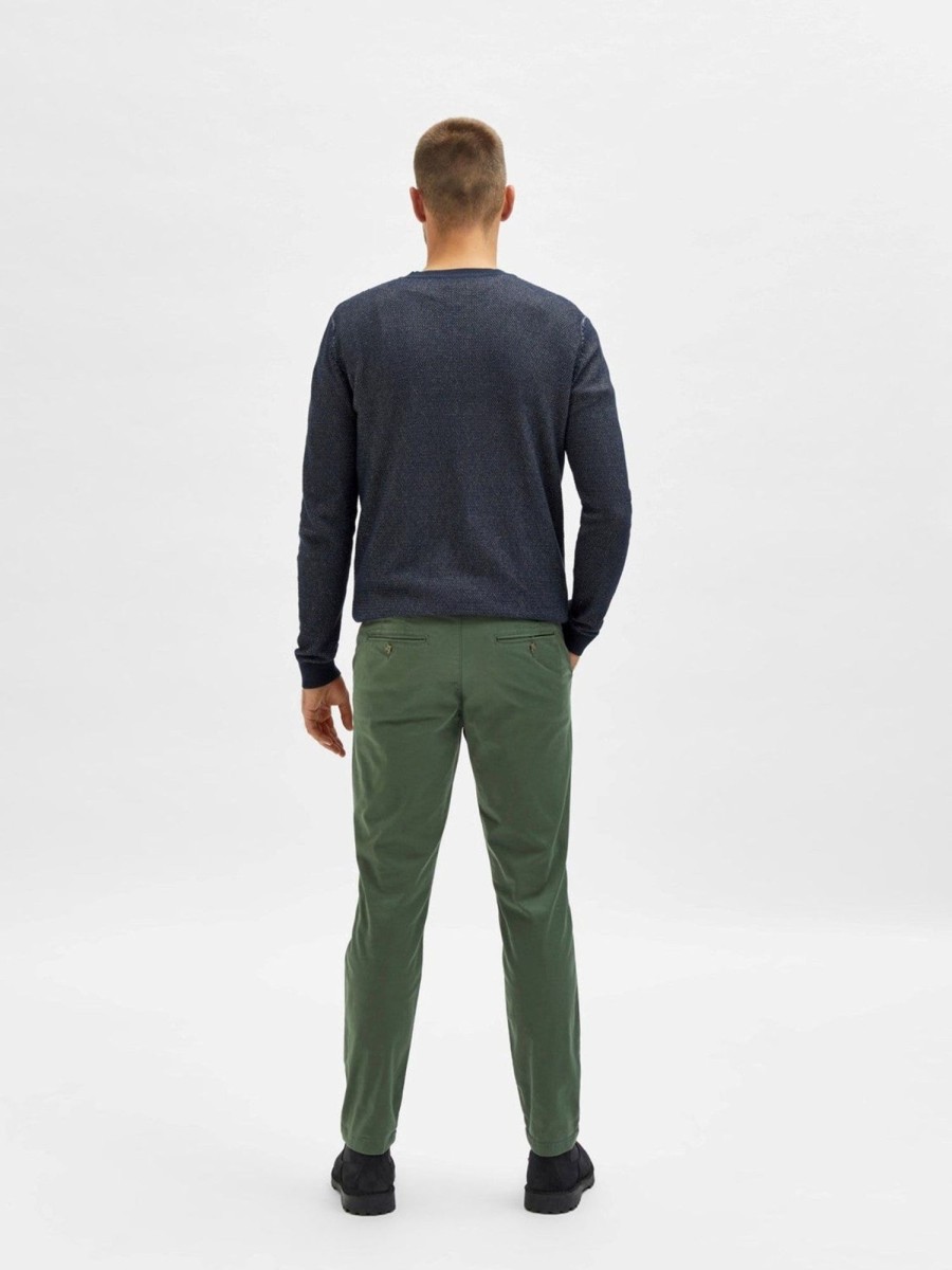 Herre Selected Homme Bukser | Miles Flex Chino Pants - Bronze Gron (Okologisk Bomuld)