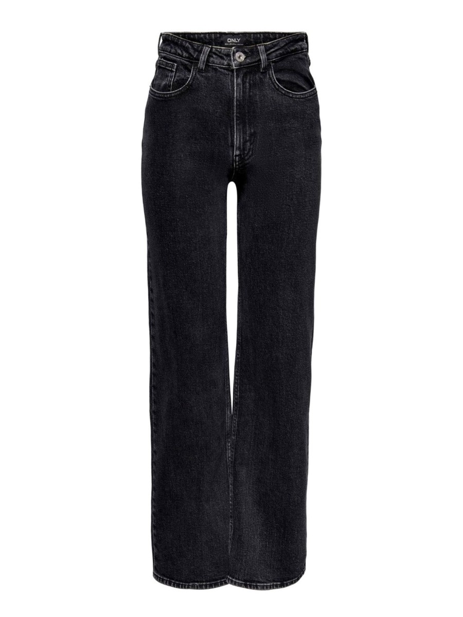 Dame ONLY Jeans | Juicy Jeans (Wide Leg) - Sort Denim