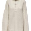 Dame ONLY Strik | Mette Highneck Zip Strik - Birch