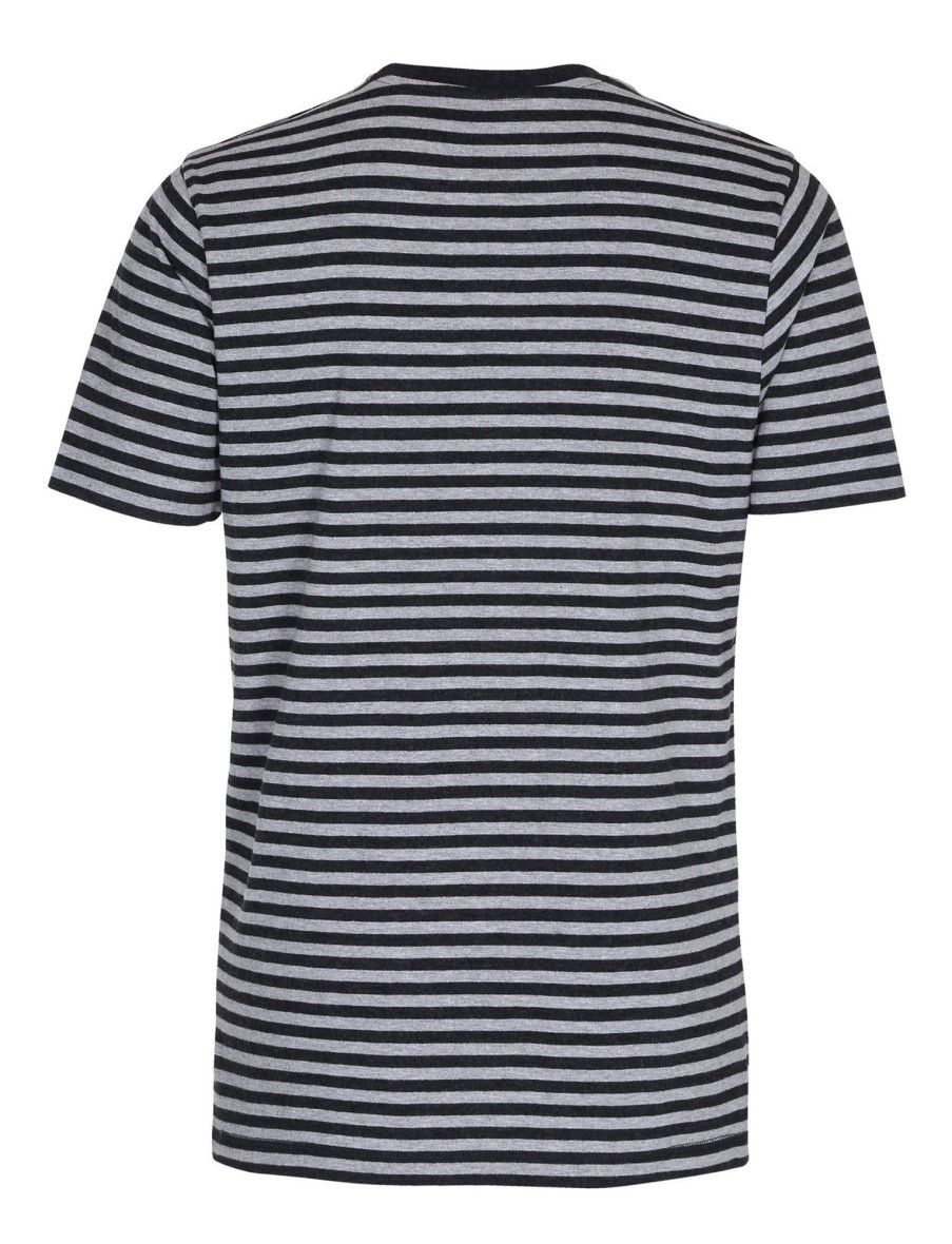 Herre TeeShoppen T-Shirts | Norregade Stripe - Meleret Sort-Gra