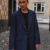 Dame TeeShoppen Suits | Oversized Blazer Med Klassiske Habitbukser - Pakketilbud (Navy Pinstripe)