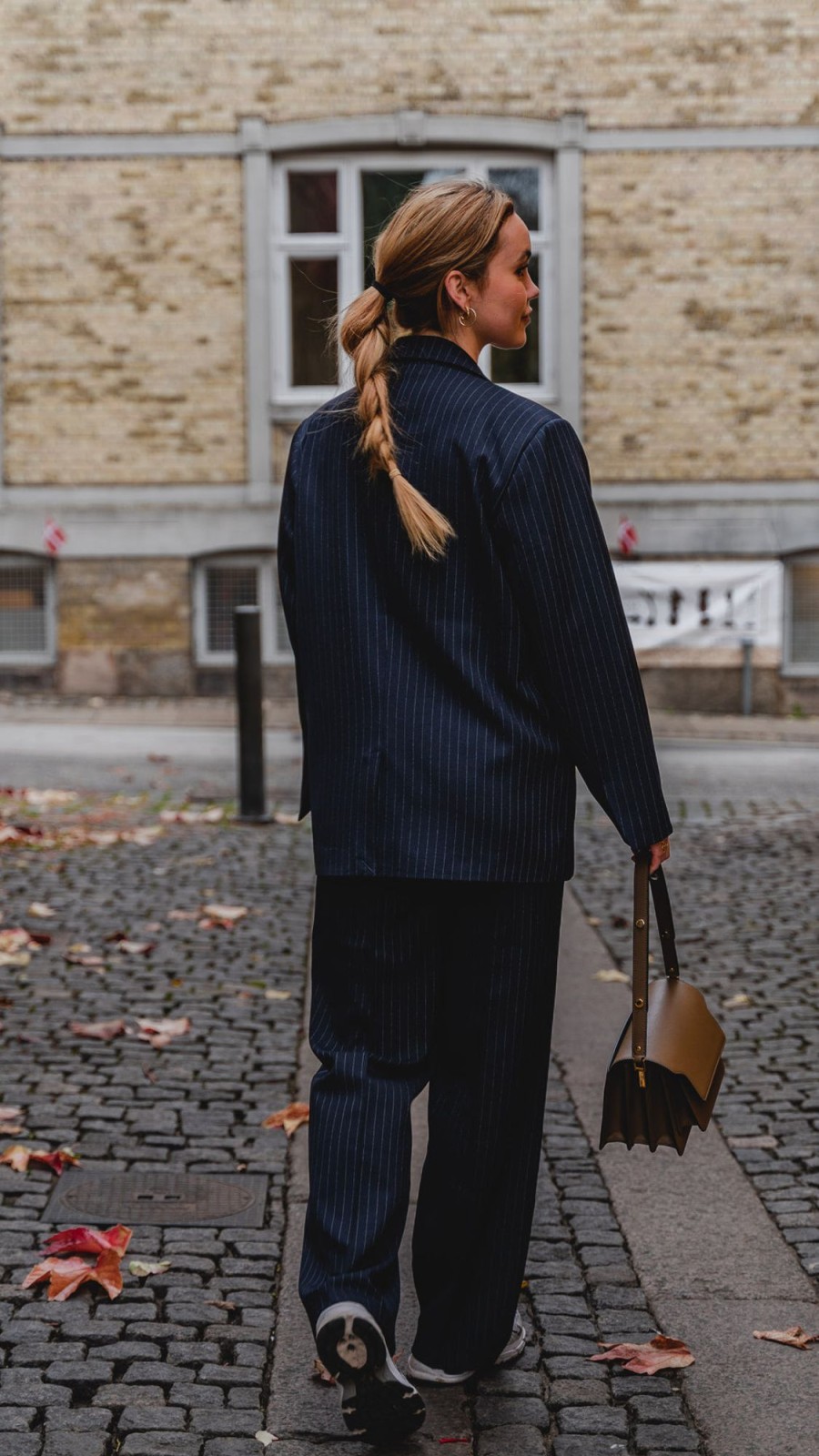 Dame TeeShoppen Suits | Oversized Blazer Med Klassiske Habitbukser - Pakketilbud (Navy Pinstripe)