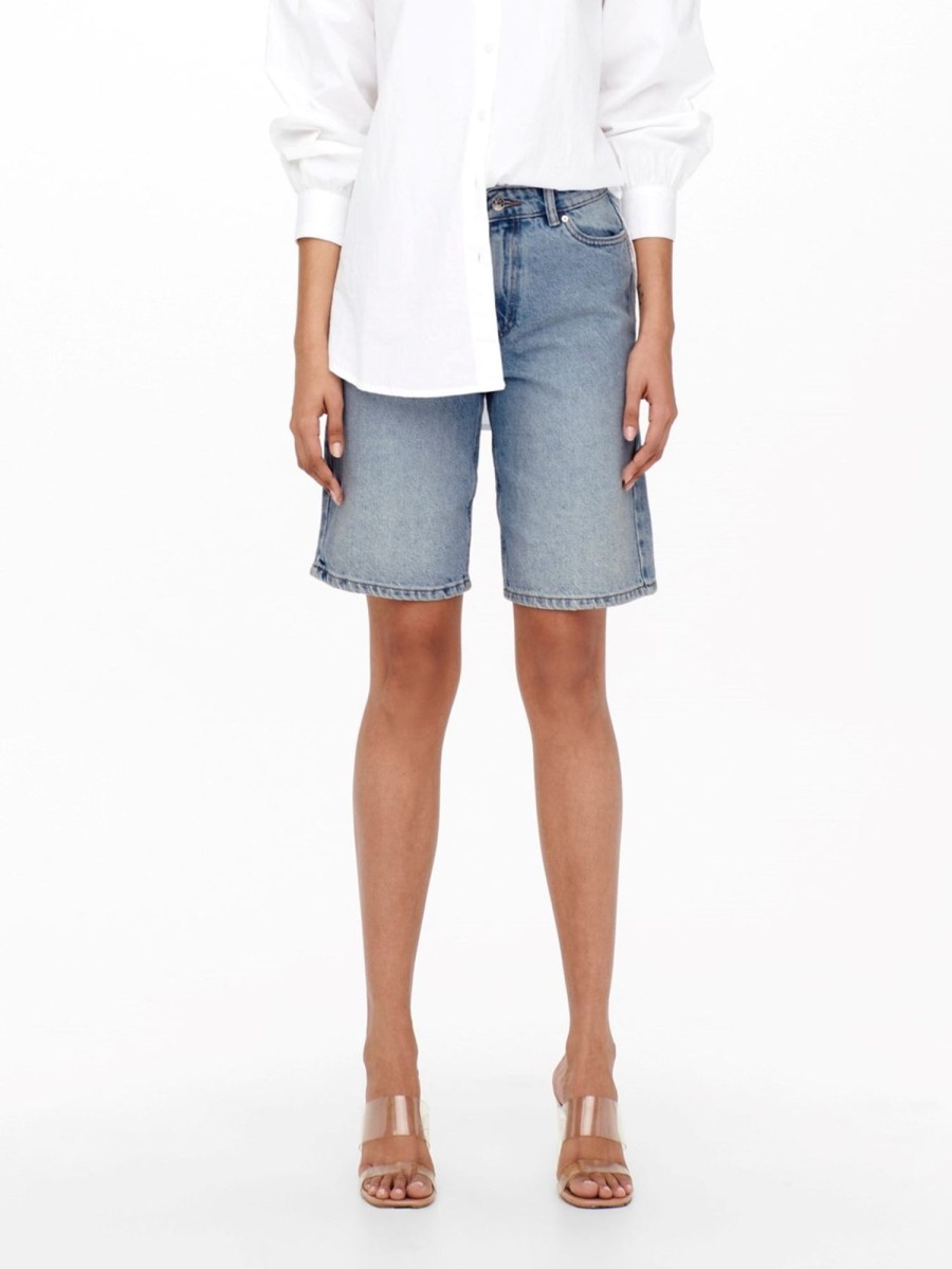 Dame ONLY Shorts | Sonny High Waist Wide Denim Shorts - Light Blue