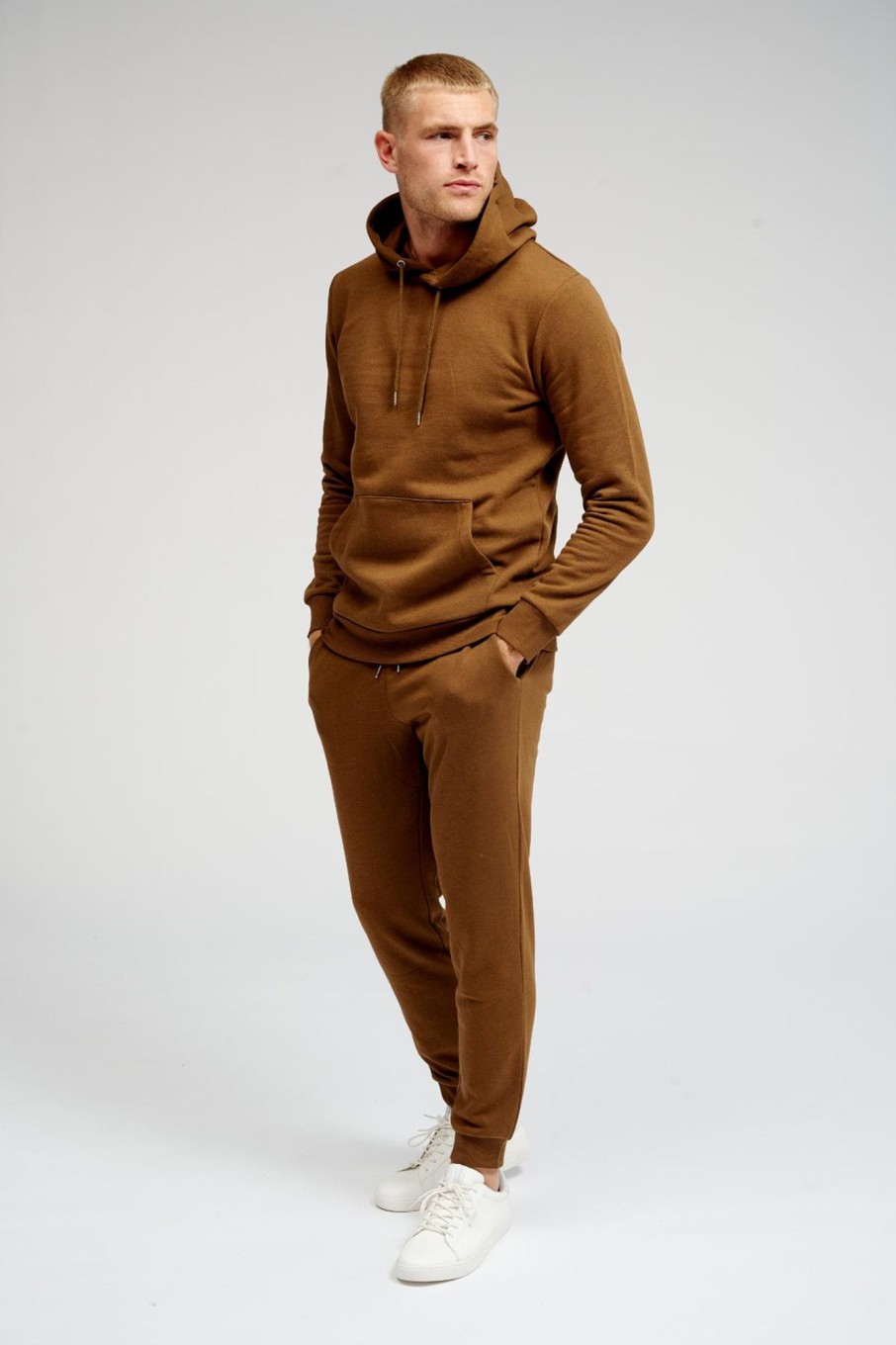 Herre TeeShoppen Trojer | Basic Hoodie Sweat - Brun