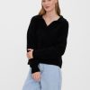 Dame Vero Moda Strik | Olina Collar Bluse - Sort