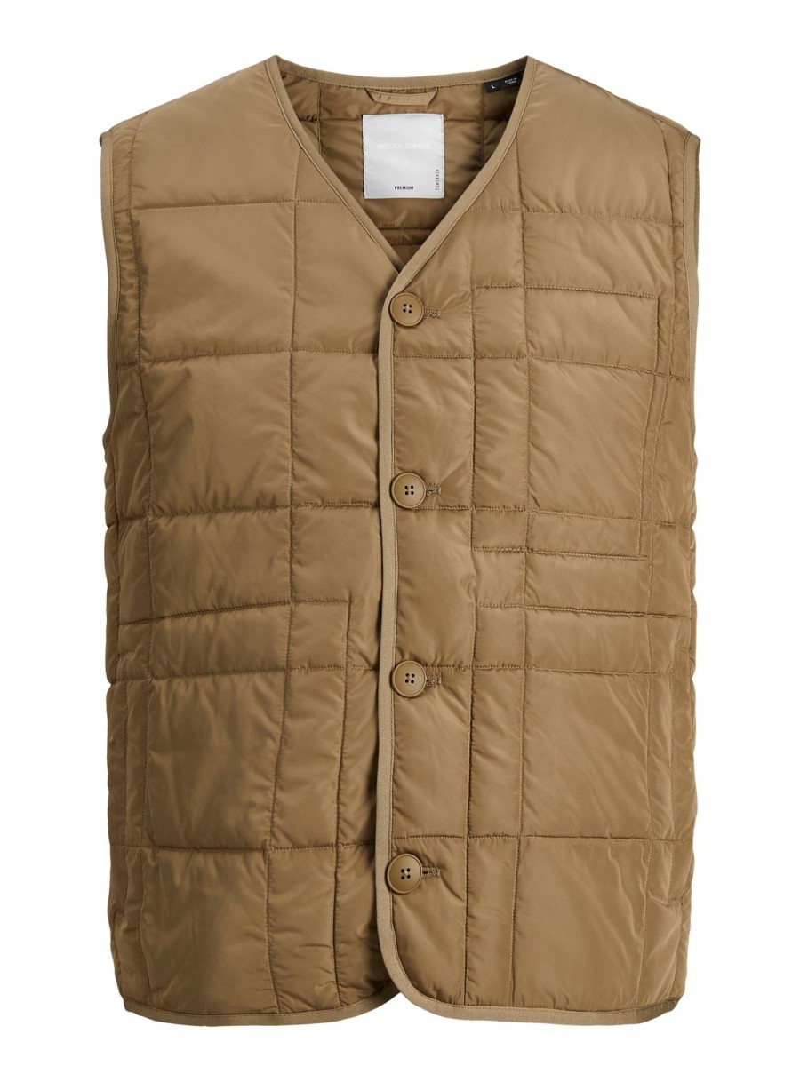 Herre Jack u0026 Jones Jakker & Frakker | Rocco Quilted Vest - Khaki